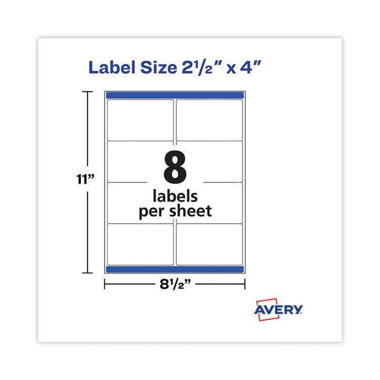 Shipping Labels with TrueBlock Technology, Laser Printers,  2.5 x 4, White, 8/Sheet, 100 Sheets/Pack