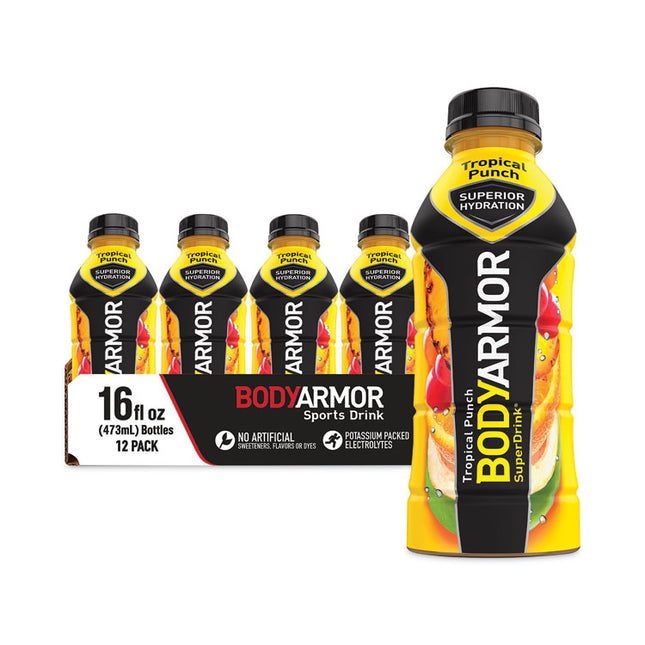 SuperDrink Sports Drink, Tropical Punch, 16 oz Bottle, 12/Pack