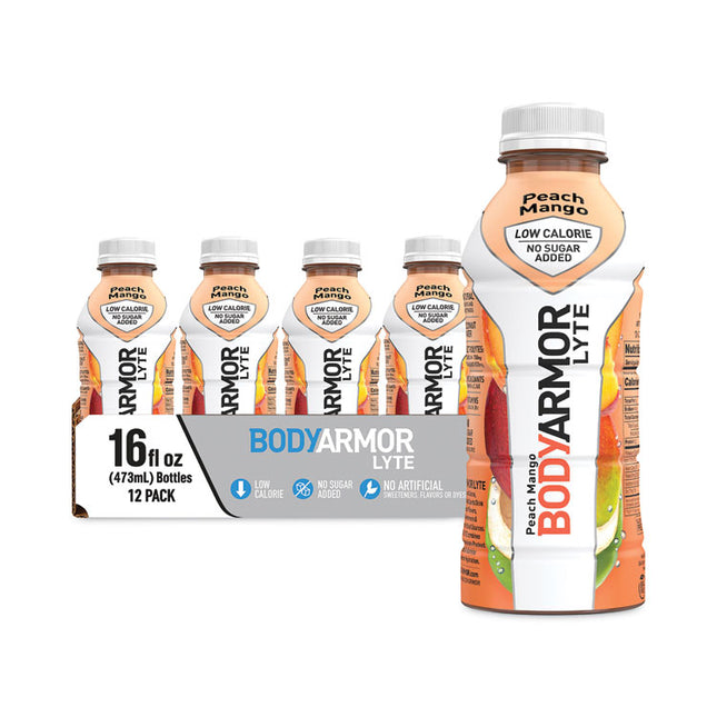 LYTE Sports Drink, Peach Mango, 16 oz Bottle, 12/Pack