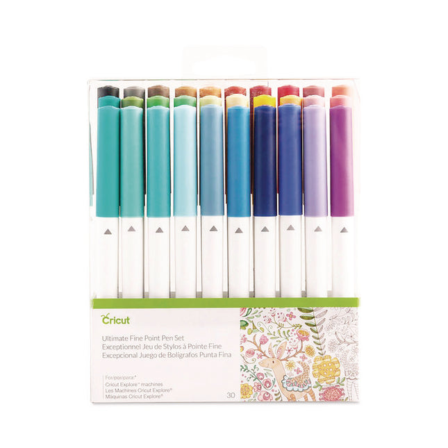 Ultimate Fine Point Porous Point Pen, Stick, Fine 0.4 mm, Assorted Ink Colors, White Barrel, 30/Set