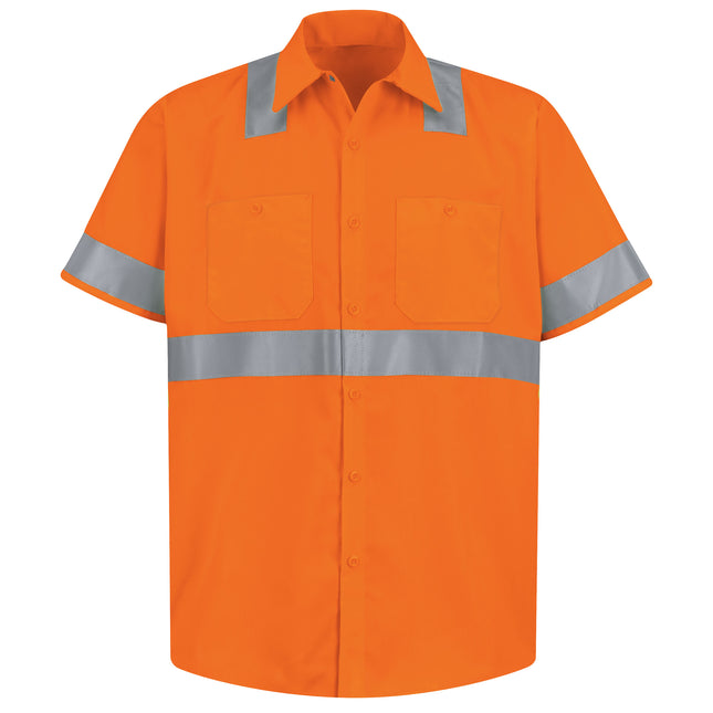 Red Kap® Men's Hi-Visibility Orange Short Sleeve Work Shirt - Type R, Class 2 / SS24O2