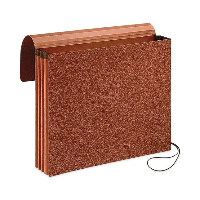 Earthwise by Pendaflex Recycled Expanding Wallet, 5.25" Expansion, 1 Section, Elastic Cord Closure, Legal Size, Redrope