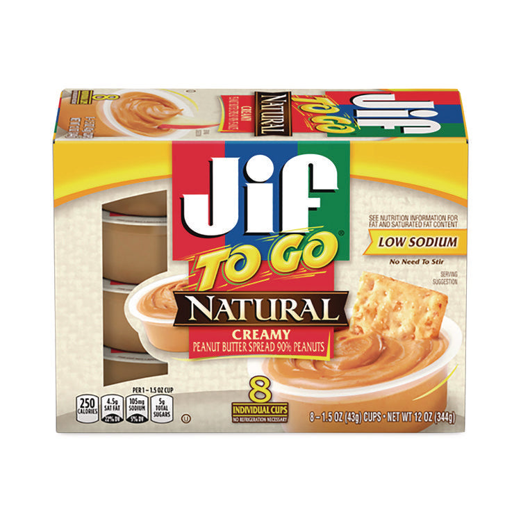 Spreads, Natural Creamy Peanut Butter, 1.5 oz Cup, 8/Box