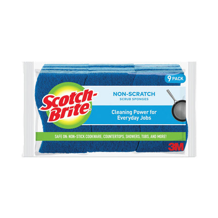 Non-Scratch Multi-Purpose Scrub Sponge, 4.4 X 2.6, 0.8" Thick, Blue, 9/pack