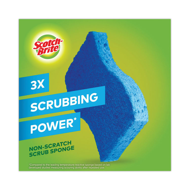 Non-Scratch Multi-Purpose Scrub Sponge, 4.4 X 2.6, 0.8" Thick, Blue, 9/pack