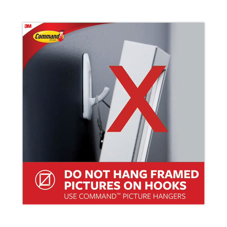 Adhesive Mount Metal Hook, Large, Brushed Nickel Finish, 5 lb Capacity, 2 Hooks and 4 Strips/Pack