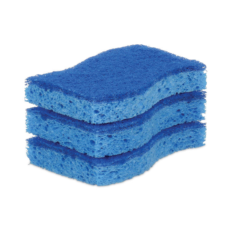 Non-Scratch Multi-Purpose Scrub Sponge, 4.4 X 2.6, 0.8" Thick, Blue, 3/pack