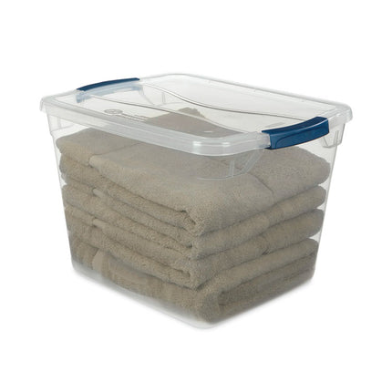 Clever Store Basic Latch-Lid Container, 30 qt, 13.37" x 18.75" x 10.5", Clear