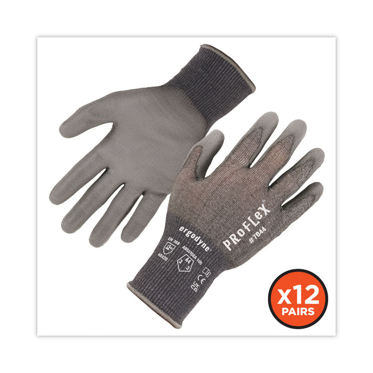 ProFlex 7044 ANSI A4 PU Coated CR Gloves, Gray, Medium, 12 Pairs/Pack