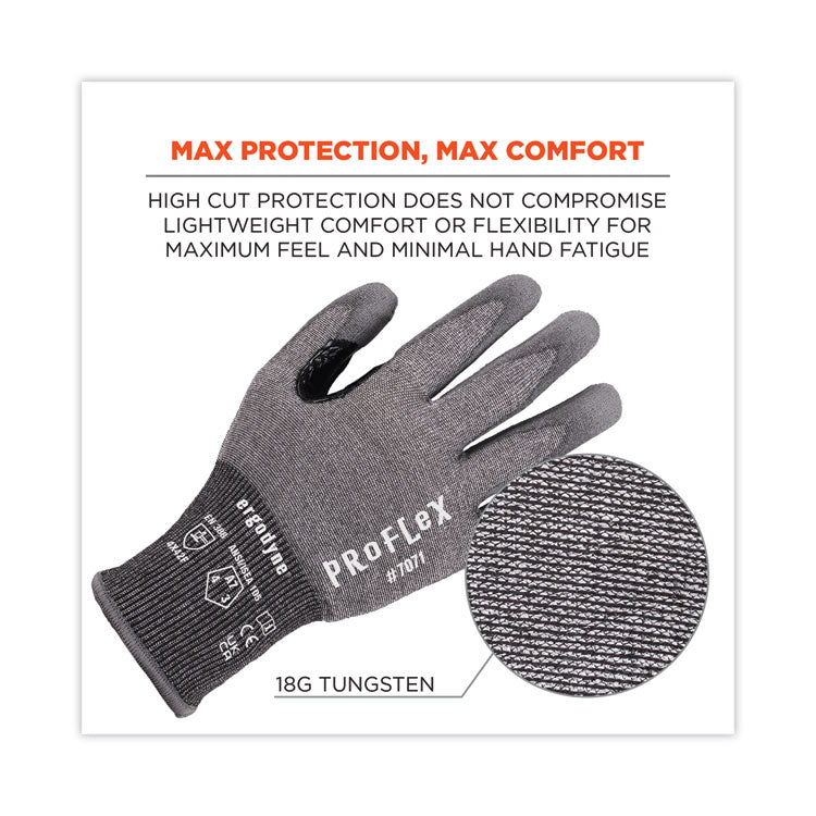 ProFlex 7071 ANSI A7 PU Coated CR Gloves, Gray, 2X-Large, 12 Pairs/Pack