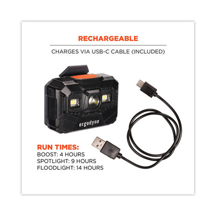 Skullerz 8987 Rechargeable Hard Hat LED Light, 2.5 x 3 x 2, Black