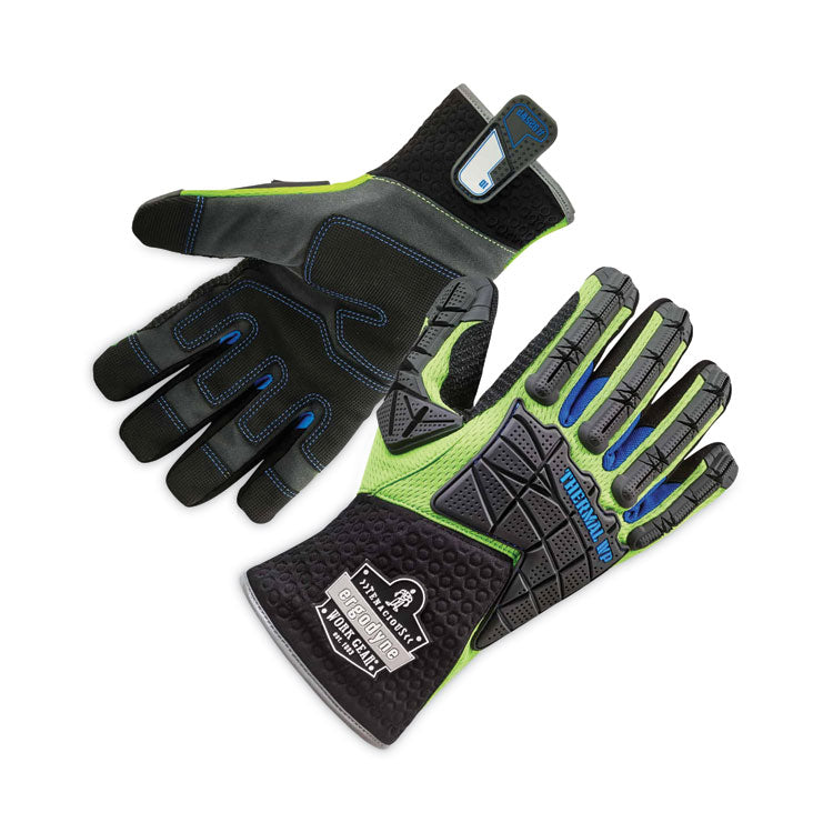ProFlex 925WP Performance Dorsal Impact-Reducing Thermal Waterproof Gloves, Black/Lime, Large, Pair