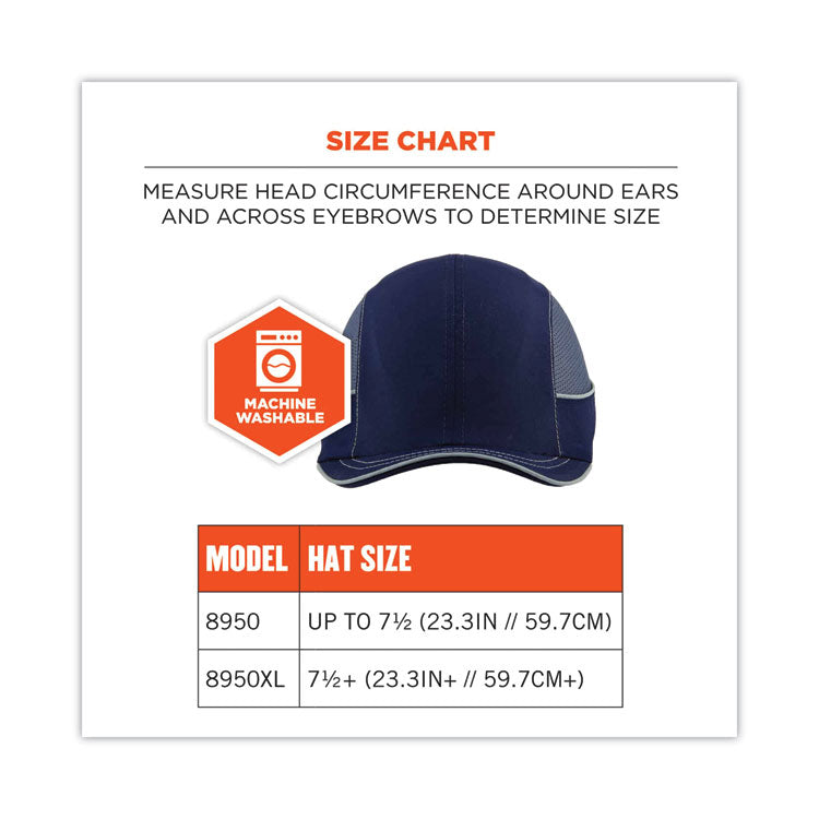 Skullerz 8950XL XL Bump Cap Hat, Short Brim, Navy