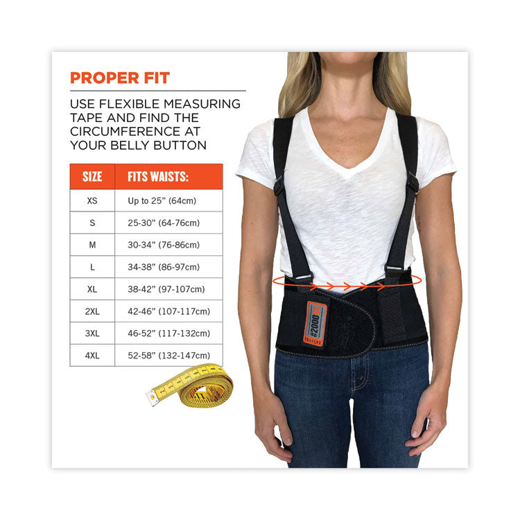 ProFlex 2000SF High-Performance Spandex Back Support Brace, 4X-Large, 52" to 58" Waist, Black