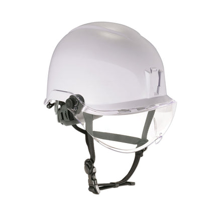 Skullerz 8974V Class E Safety Helmet with 8991 Visor Kit, Clear Lens, 6-Point Ratchet Suspension, White