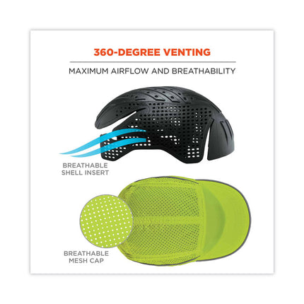 Skullerz 8955 Lightweight Bump Cap Hat, Short Brim Lime