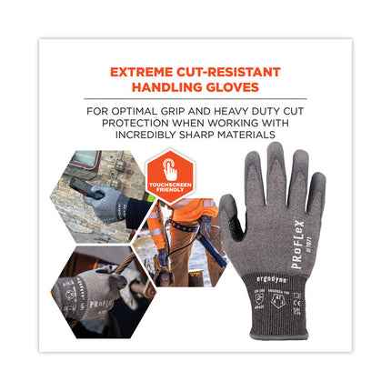 ProFlex 7071 ANSI A7 PU Coated CR Gloves, Gray, Large, 12 Pairs/Pack
