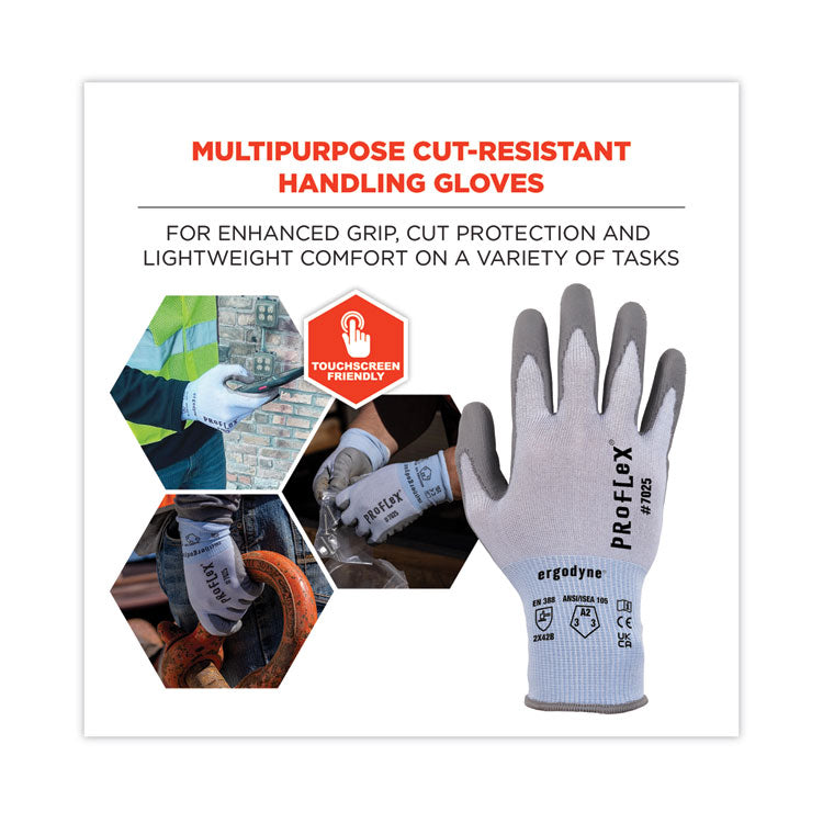 ProFlex 7025 ANSI A2 PU Coated CR Gloves, Blue, Large, 12 Pairs/Pack