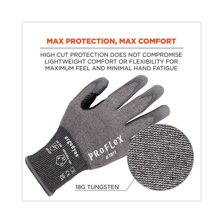 ProFlex 7071 ANSI A7 PU Coated CR Gloves, Gray, Small, 12 Pairs/Pack
