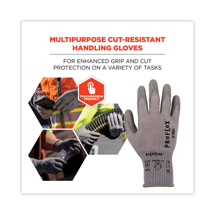 ProFlex 7024 ANSI A2 PU Coated CR Gloves, Gray, Large, Pair