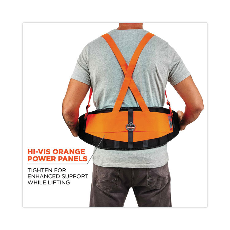 ProFlex 100HV Economy Hi-Vis Spandex Back Support Brace, 3X-Large, 46" to 52" Waist, Black/Orange