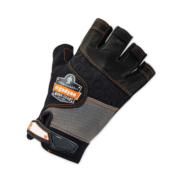 ProFlex 901 Half-Finger Leather Impact Gloves, Black, Medium, Pair