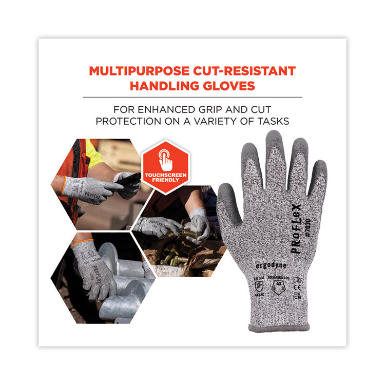 ProFlex 7030 ANSI A3 PU Coated CR Gloves, Gray, X-Large, 12 Pairs/Pack