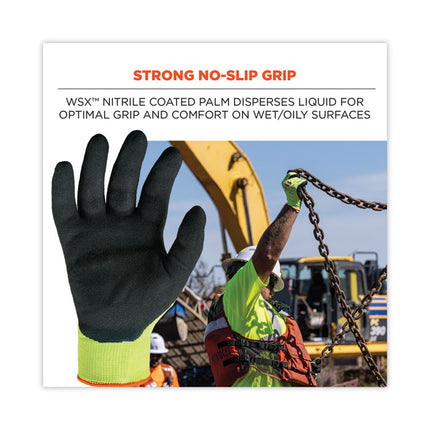 ProFlex 7021 Hi-Vis Nitrile-Coated CR Gloves, Lime, Large, 144 Pairs/Carton
