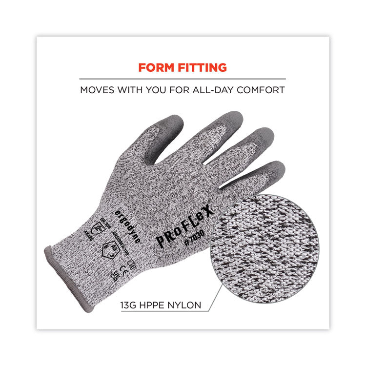 ProFlex 7030 ANSI A3 PU Coated CR Gloves, Gray, 2X-Large, Pair