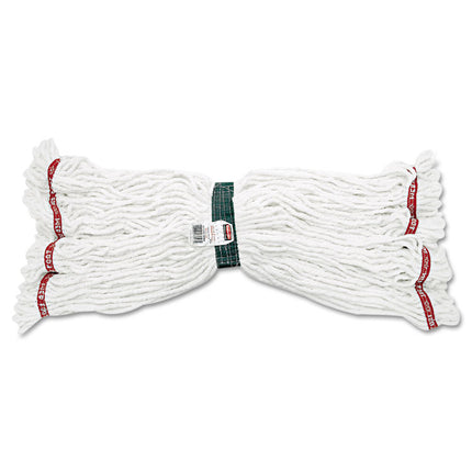 Web Foot Shrinkless Looped-End Wet Mop Head, Cotton/synthetic, Medium, White