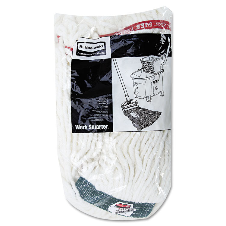 Web Foot Shrinkless Looped-End Wet Mop Head, Cotton/synthetic, Medium, White