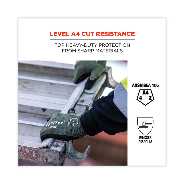 ProFlex 7042 ANSI A4 Nitrile-Coated CR Gloves, Green, Large, Pair