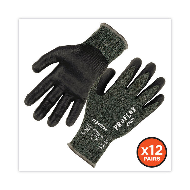 ProFlex 7070 ANSI A7 Nitrile Coated CR Gloves, Green, 2X-Large, 12 Pairs/Pack