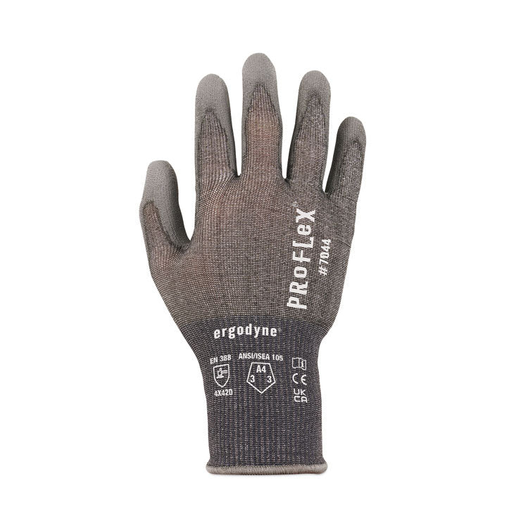 ProFlex 7044 ANSI A4 PU Coated CR Gloves, Gray, 2X-Large, 12 Pairs/Pack