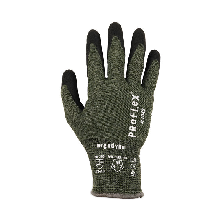 ProFlex 7042 ANSI A4 Nitrile-Coated CR Gloves, Green, Medium, 12 Pairs/Pack