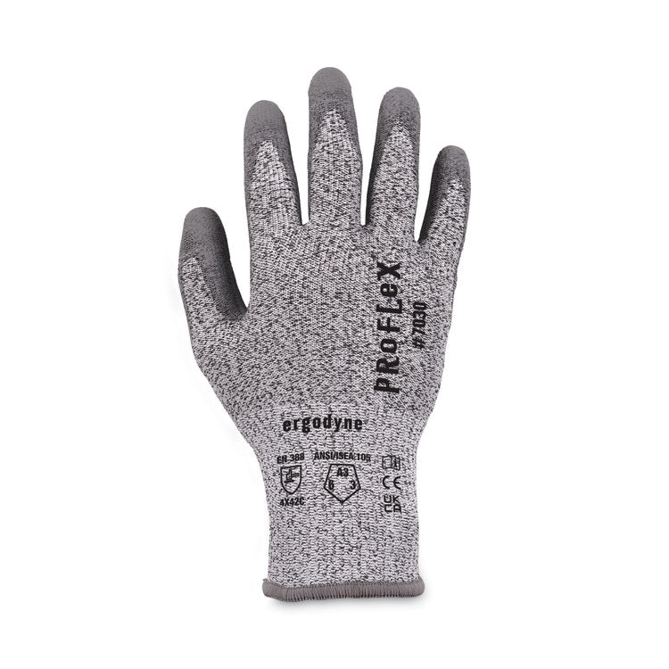 ProFlex 7030 ANSI A3 PU Coated CR Gloves, Gray, Medium, 12 Pairs/Pack