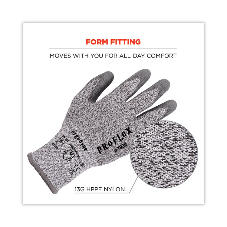 ProFlex 7030 ANSI A3 PU Coated CR Gloves, Gray, Medium, Pair