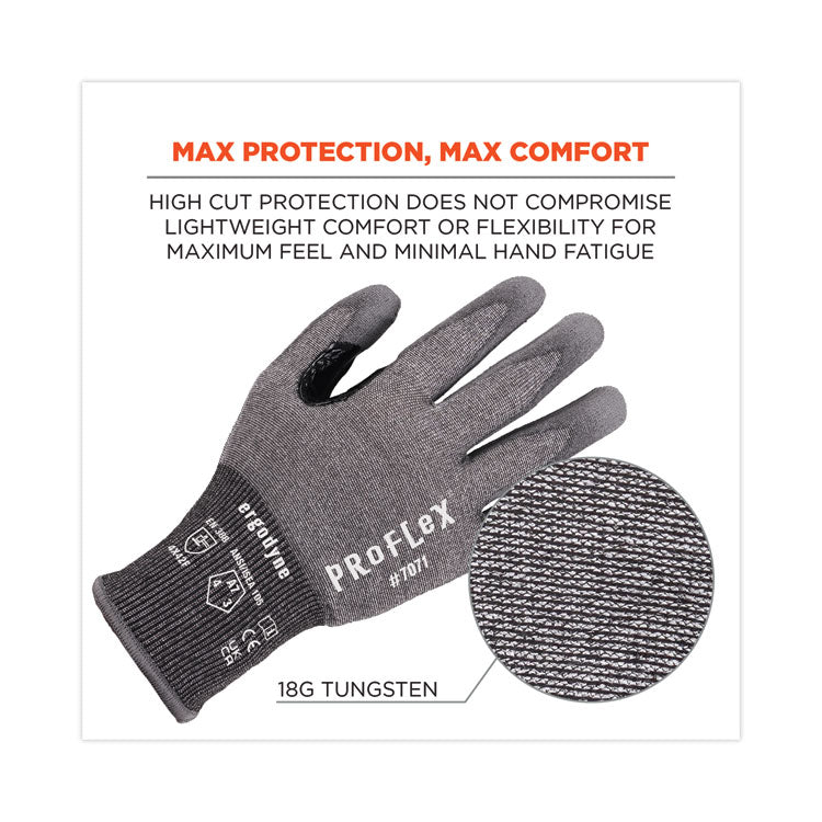 ProFlex 7071 ANSI A7 PU Coated CR Gloves, Gray, Medium, 12 Pairs/Pack