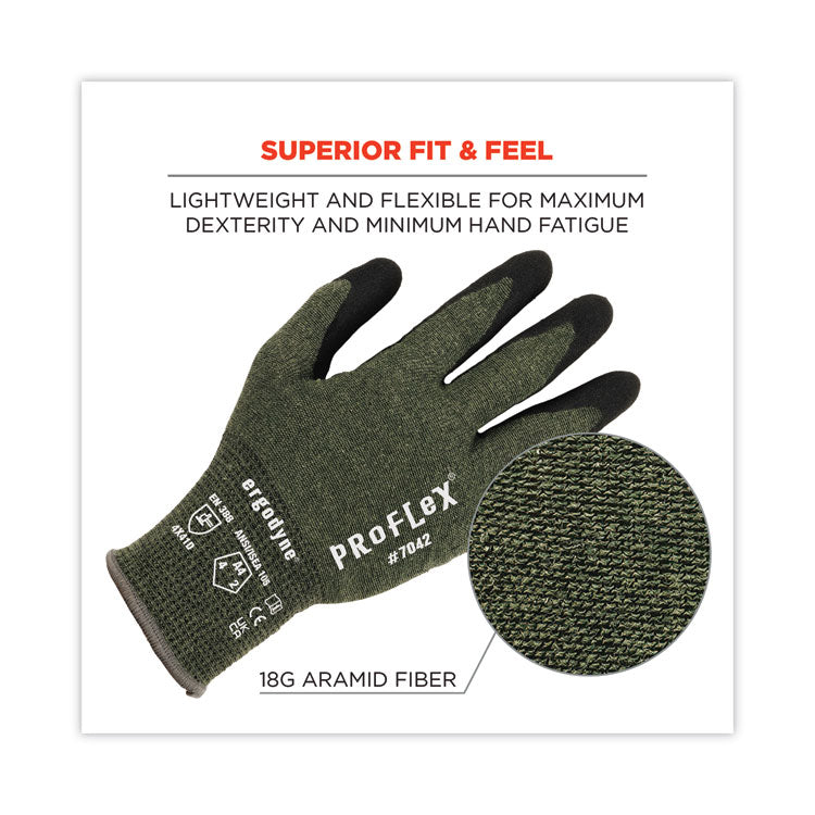 ProFlex 7042 ANSI A4 Nitrile-Coated CR Gloves, Green, 2X-Large, 12 Pairs/Pack