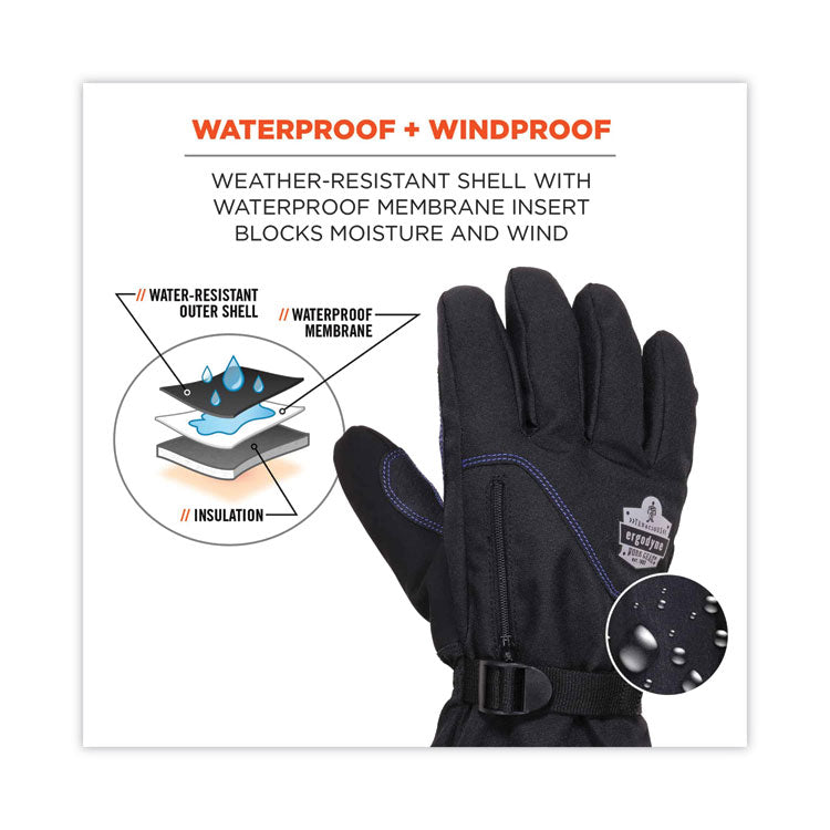 ProFlex 825WP Thermal Waterproof Winter Work Gloves, Black, Large, Pair
