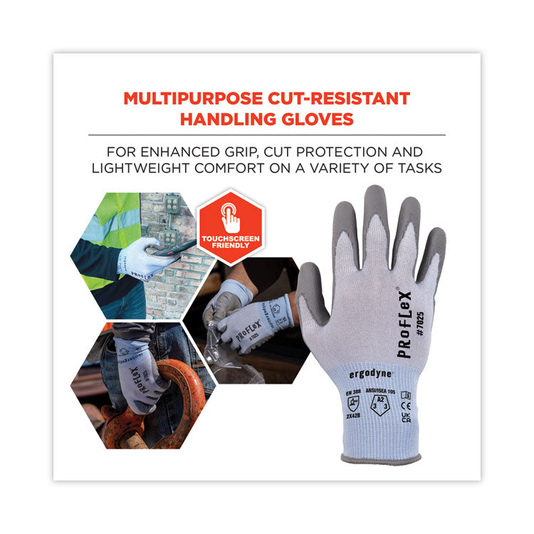 ProFlex 7025 ANSI A2 PU Coated CR Gloves, Blue, Small, 12 Pairs/Pack