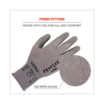 ProFlex 7024 ANSI A2 PU Coated CR Gloves, Gray, Small, 12 Pairs/Pack