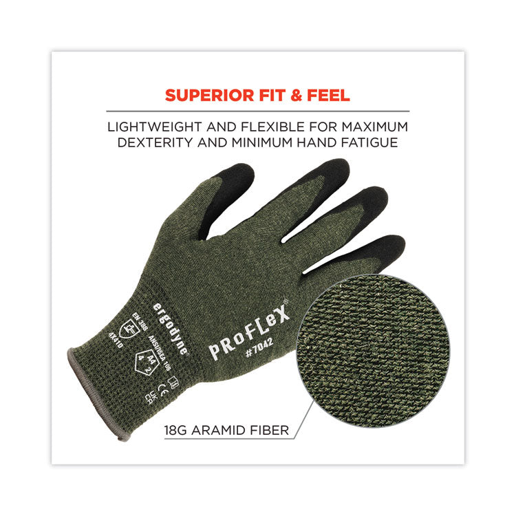 ProFlex 7042 ANSI A4 Nitrile-Coated CR Gloves, Green, Small, Pair