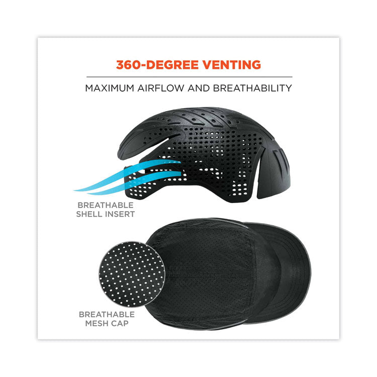 Skullerz 8955 Lightweight Bump Cap Hat, Long Brim, Black