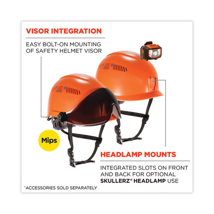 Skullerz 8975-MIPS Class C Safety Helmet with MIPS Elevate Ratchet Suspension, Orange