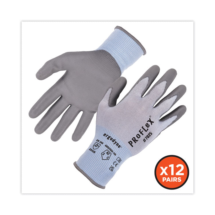 ProFlex 7025 ANSI A2 PU Coated CR Gloves, Blue, Small, 12 Pairs/Pack