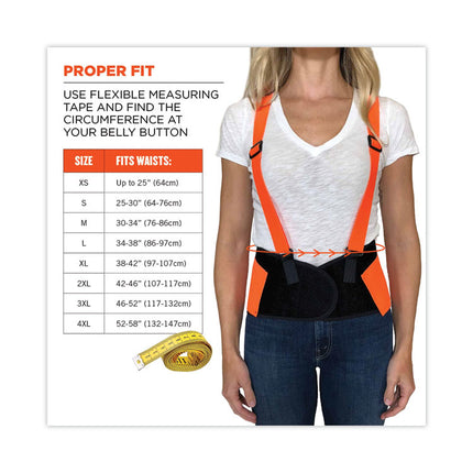 ProFlex 100HV Economy Hi-Vis Spandex Back Support Brace, 4X-Large, 52" to 58" Waist, Black/Orange