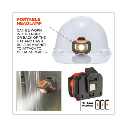 Skullerz 8970LED Class E Hard Hat Cap Style with LED Light, White