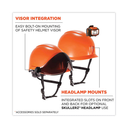 Skullerz 8974 Class E Safety Helmet, 6-Point Ratchet Suspension, Orange