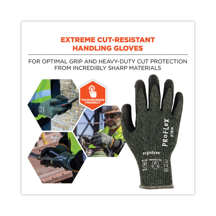 ProFlex 7070 ANSI A7 Nitrile Coated CR Gloves, Green, Small, 12 Pairs/Pack